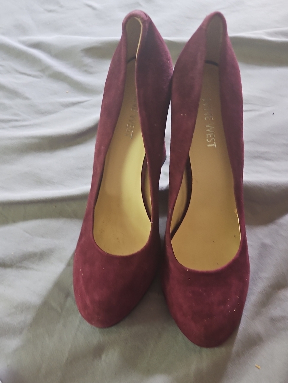 Nine West Burgundy Suede Round-Toe Pumps